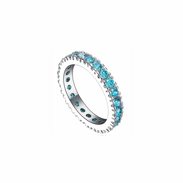 Wholesale jewelry 925 sterling silver eternity ring wedding blue cubic zirconia rings