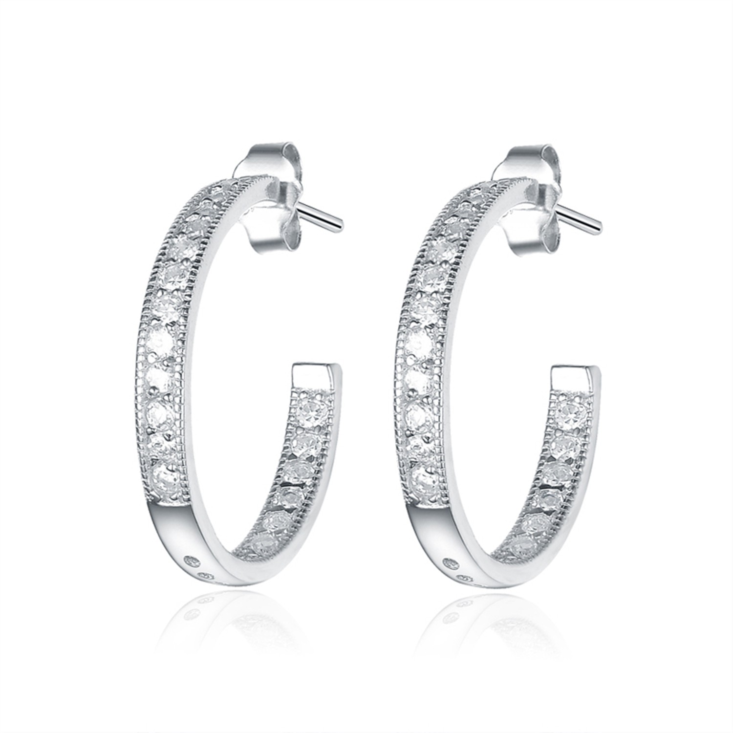 wholesale earrings jewellery for women 925 sterling silver cubic zirconia hoop earrings 