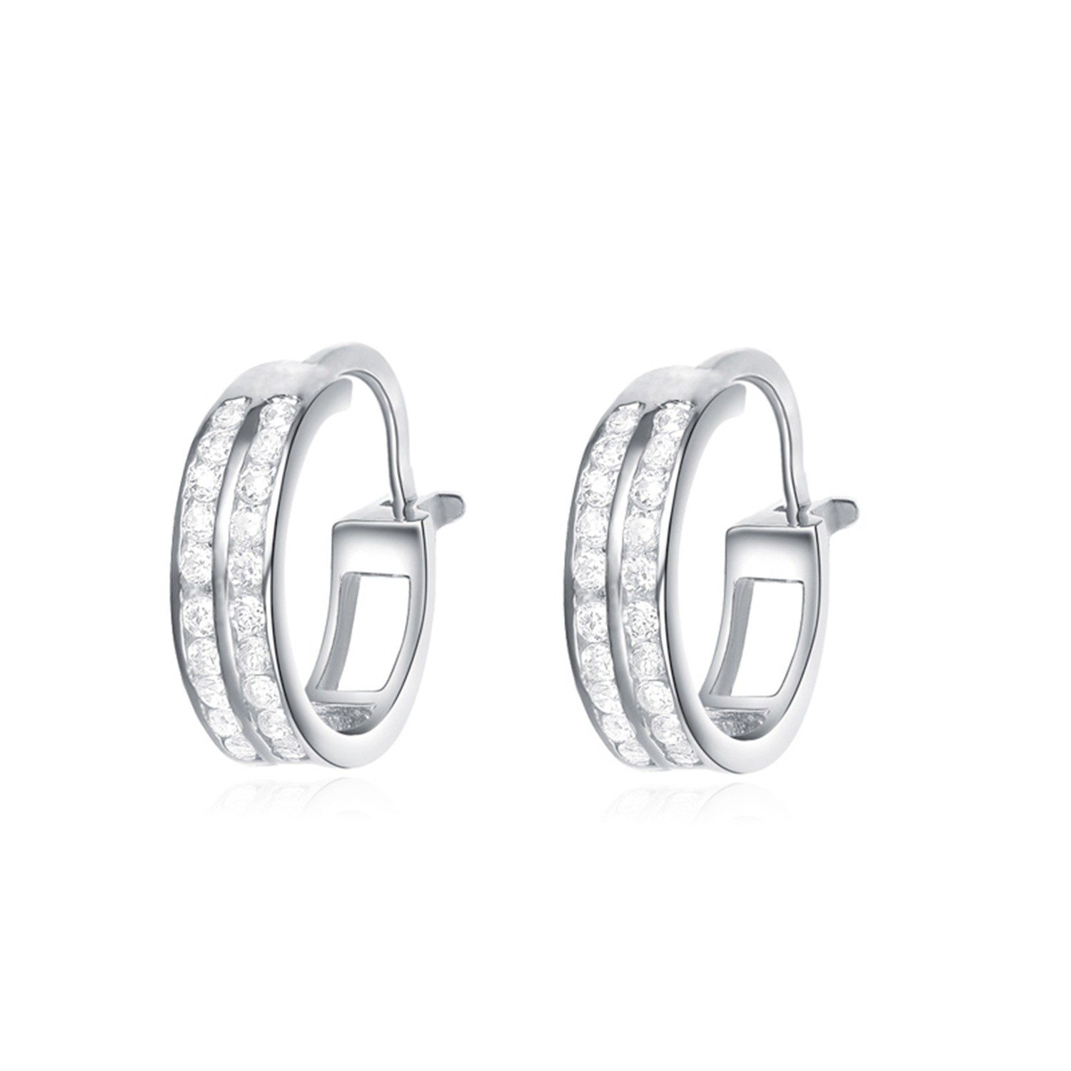 Women Cubic Zirconia Earring Jewelry Sterling Silver Hoop Earrings 