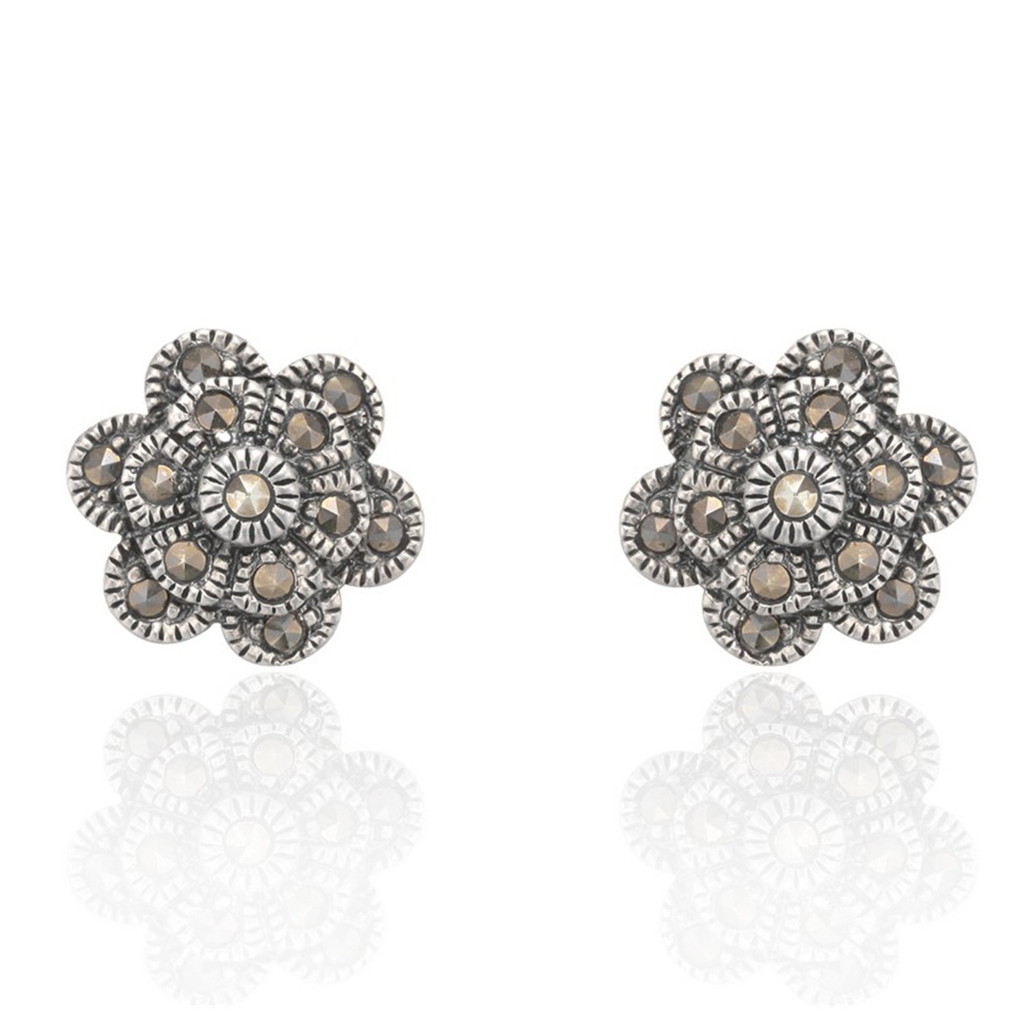 Marcasite high quality flower stud earrings 925 silver stud earrings female jewelry for women