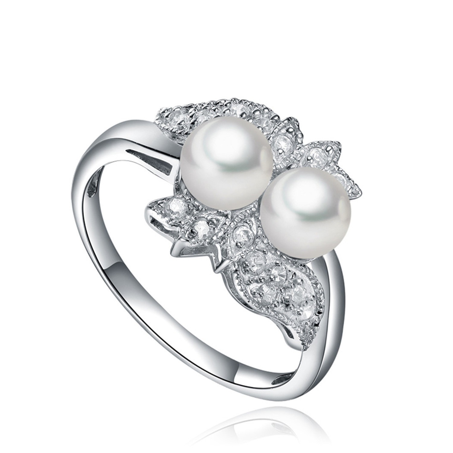 Elegant classic 925 Sterling Silver ring white pearl Jewelry women jewellery manufacturer