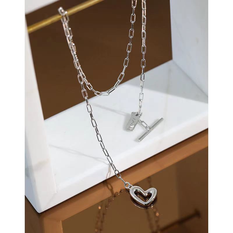 Women necklace sterling silver 925 necklace gold plated heart chain necklace jewelry