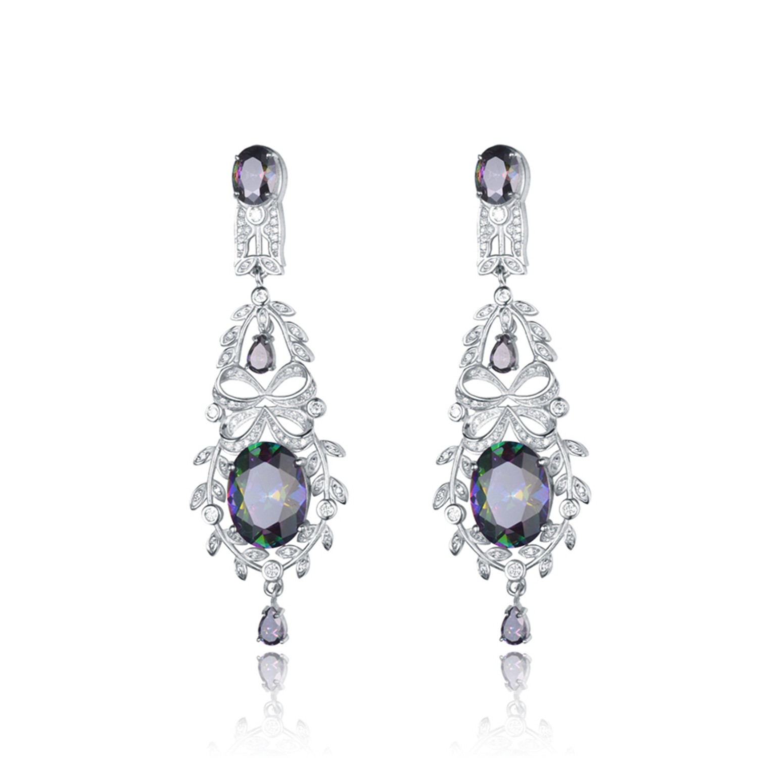 Cubic Zirconia jewelry silver plated earrings women hot sale drop earrings