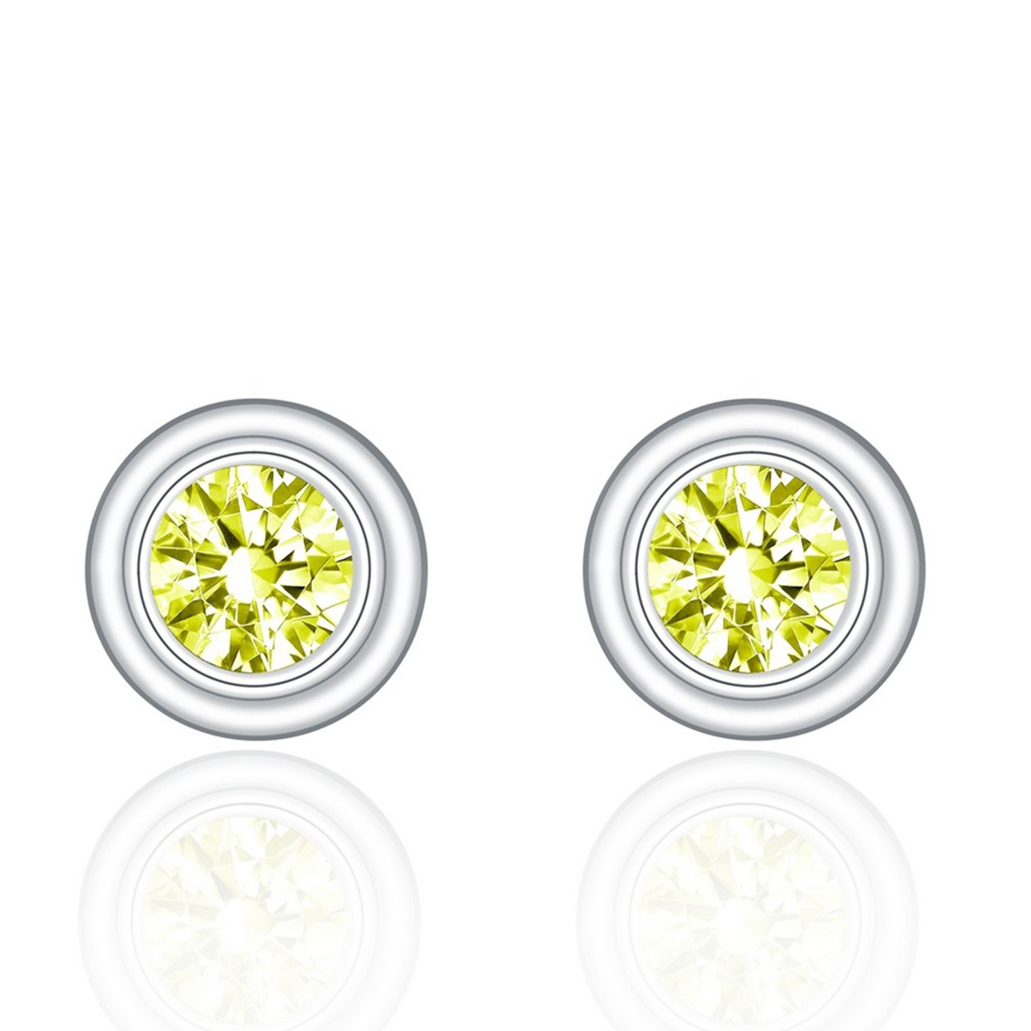 OEM&OEDM 925 sterling silver round yellow cubic zirconia stud earrings
