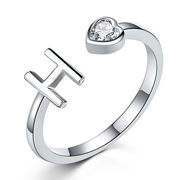 OEM&ODM Fashion Adjustable Rings For Women 925 Letters Ring Rhodium Plated