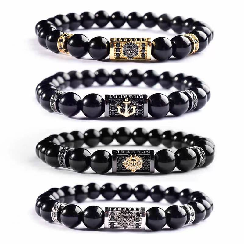 Exquisite Gift High Quality Widely Used Custom Unique Mens Braclets Black Beads Braclets