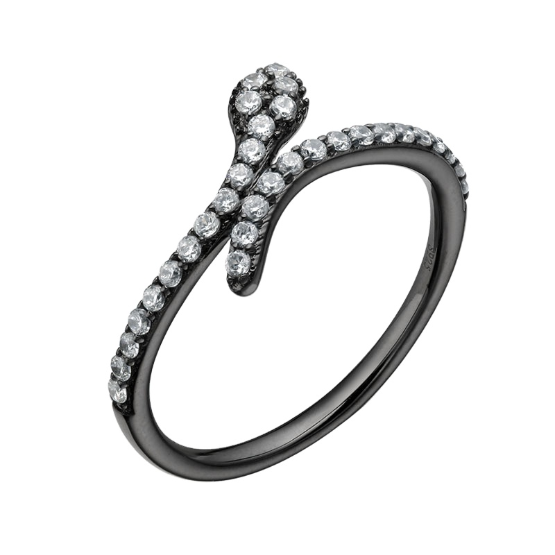 Wholesale 925 sterling silver twist ring cubic zirconia black gun plated jewelry for Women