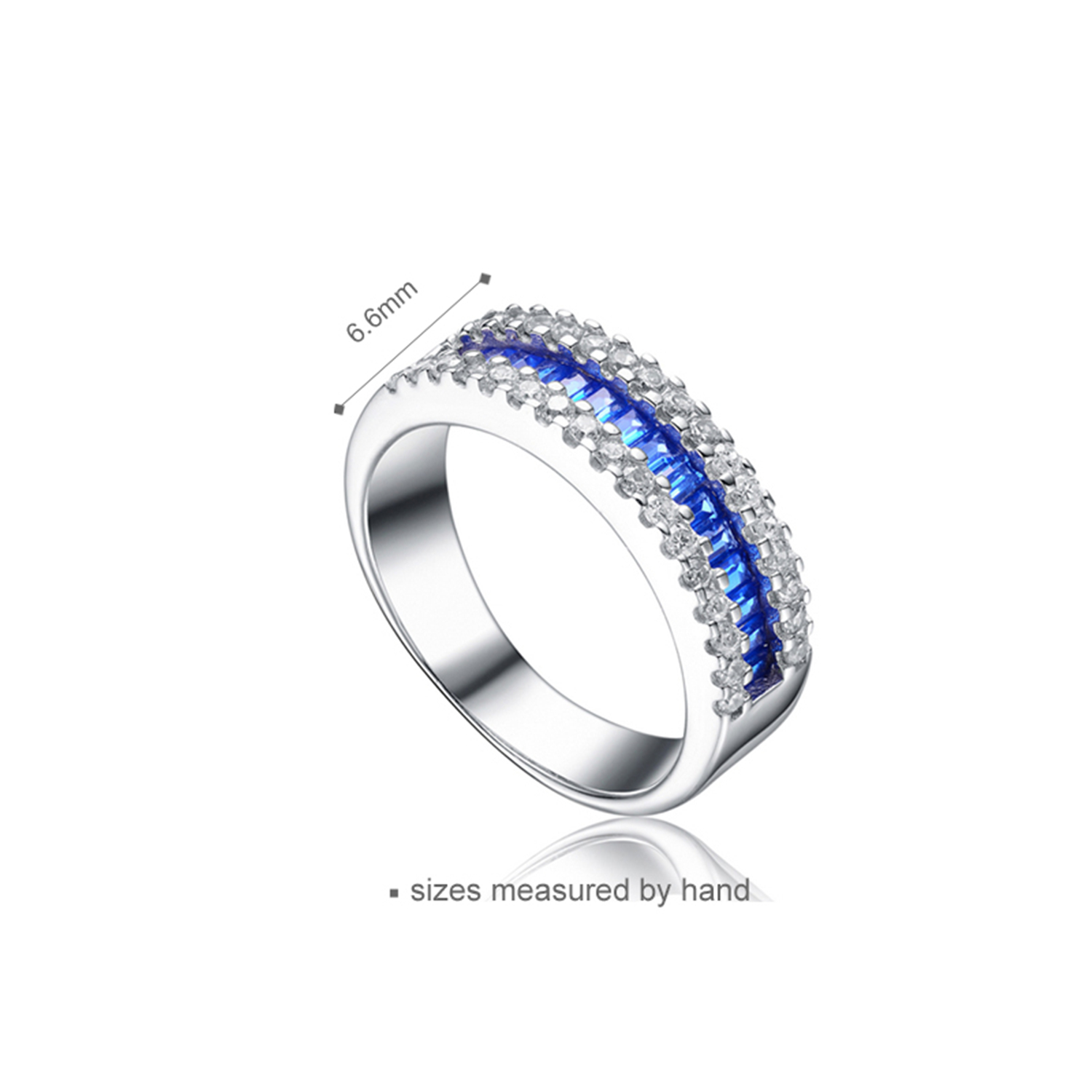 Jewelry Manufacturer Sterling Silver Rings Blue Cubic Zirconia Stackable Eternity Bands for Women