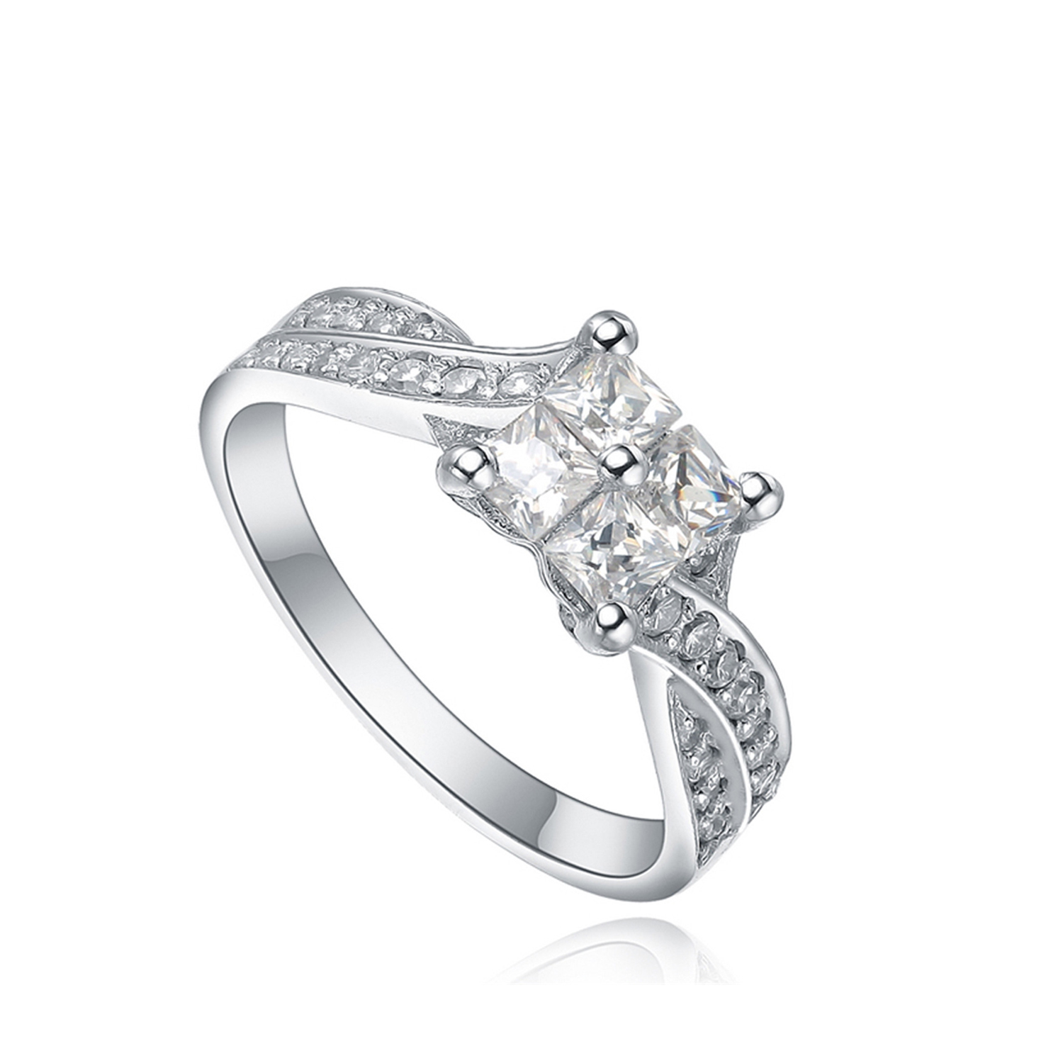  custom eternity wedding engagement silver finger ring square design for women