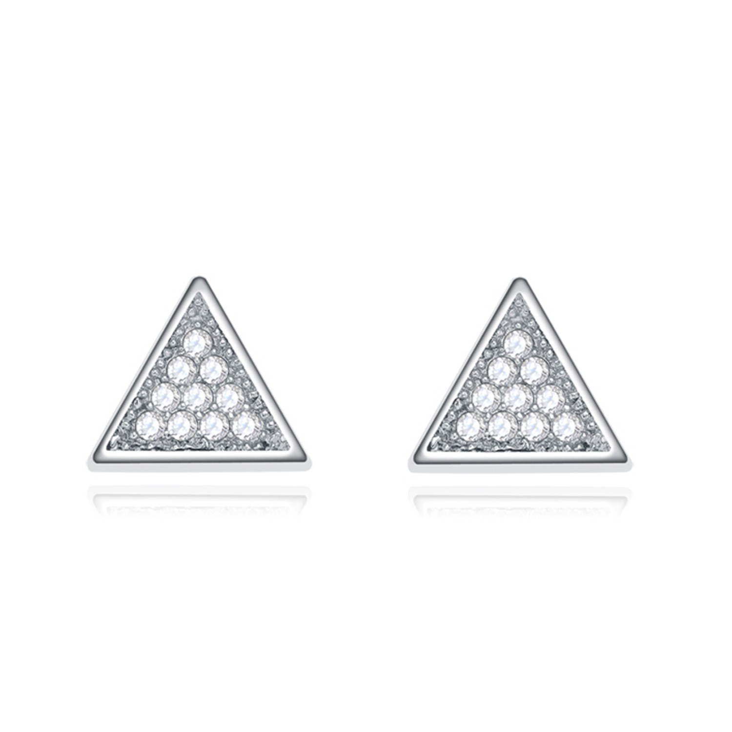 Popular High Quality Triangle Cz Stud Bridal 925 Silver Women Earrings