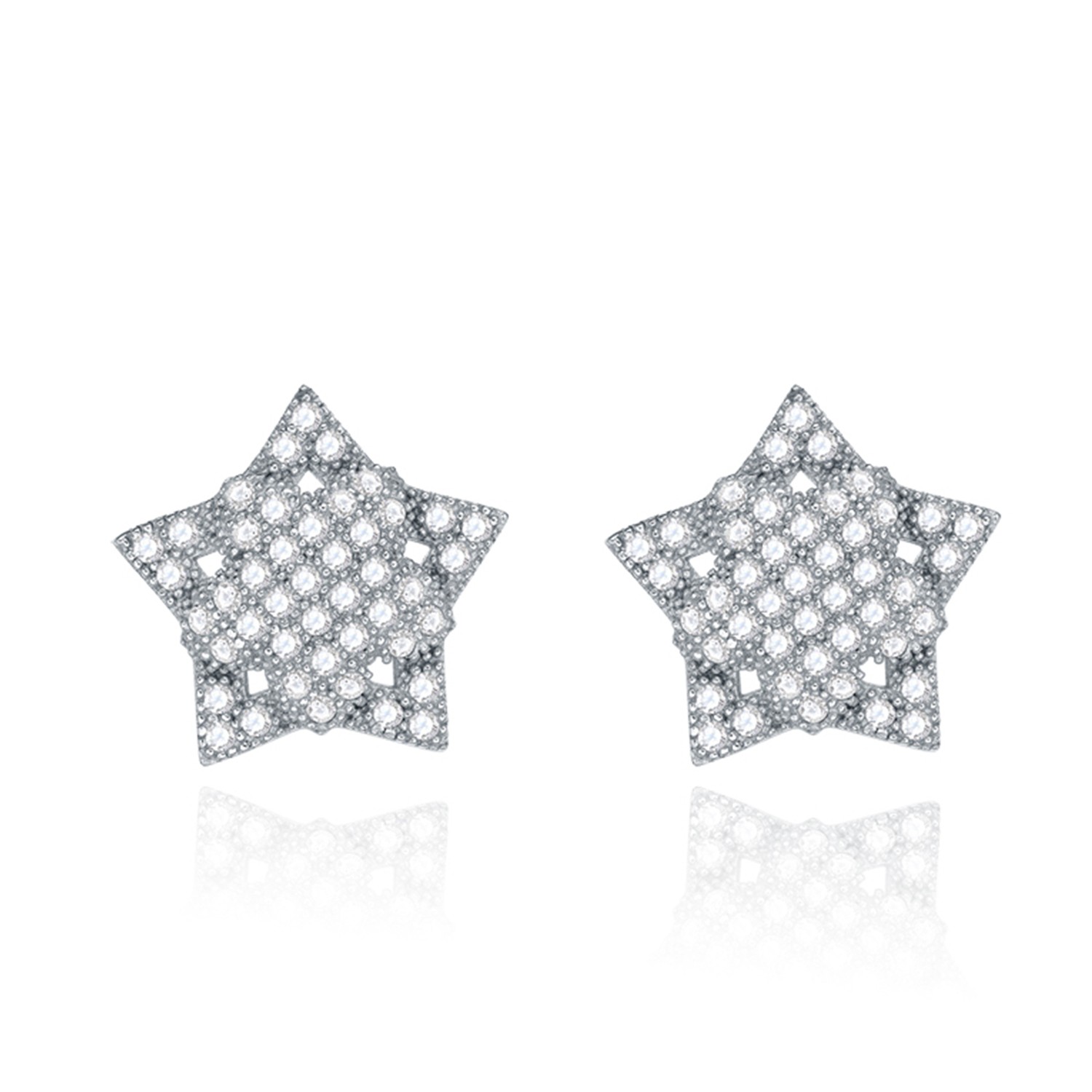 Fashion Earring Jewelry CZ 925 Sterling Silver Filled Star Stud Earrings for Women