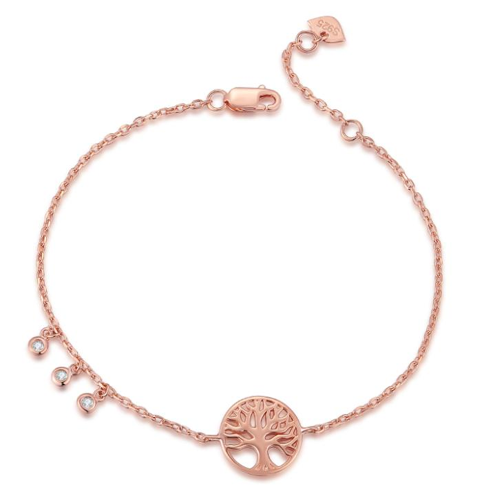 Rose Gold Rhodium Plated Tree of Life Symbol Bracelet Statement Jewelry