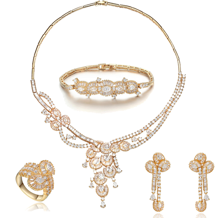 Luxury Jewelry Sets 925 Silver Necklace Earrings Ring Bracelet Women Jewellery Sets