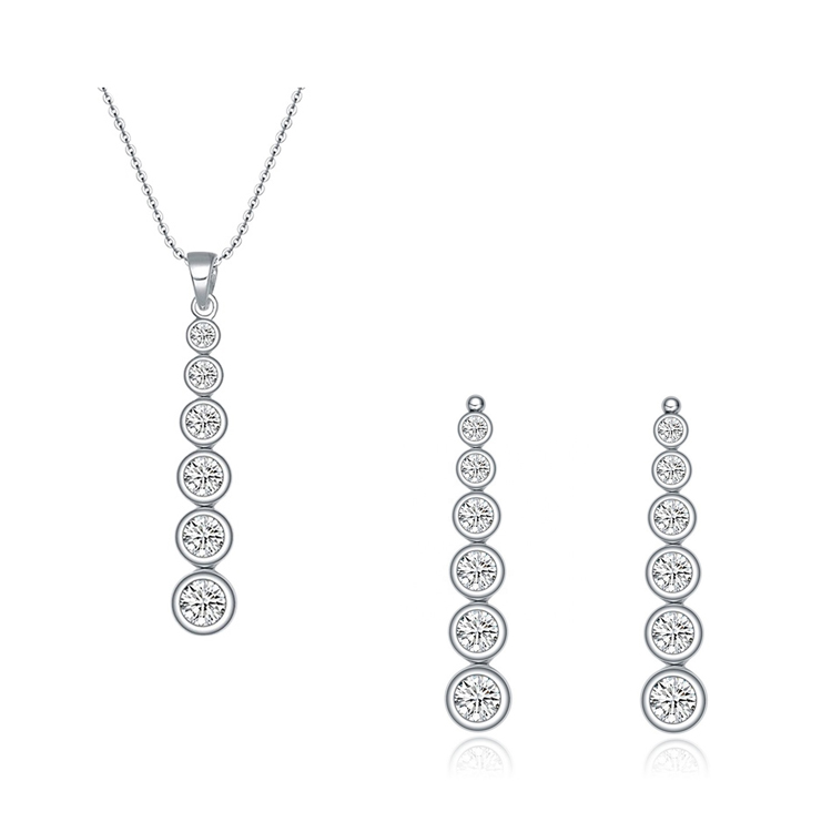 Exquisite Jewelry Set Long Dangle Necklace Women Wedding Rhinestone Jewelry Set