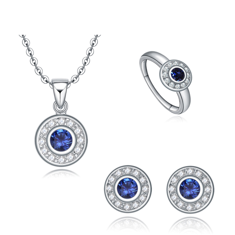 Fashion Design 925 Sterling Silver Necklace Earrings Jewelry Set Rings Cubic Zirconia Jewelry Sets