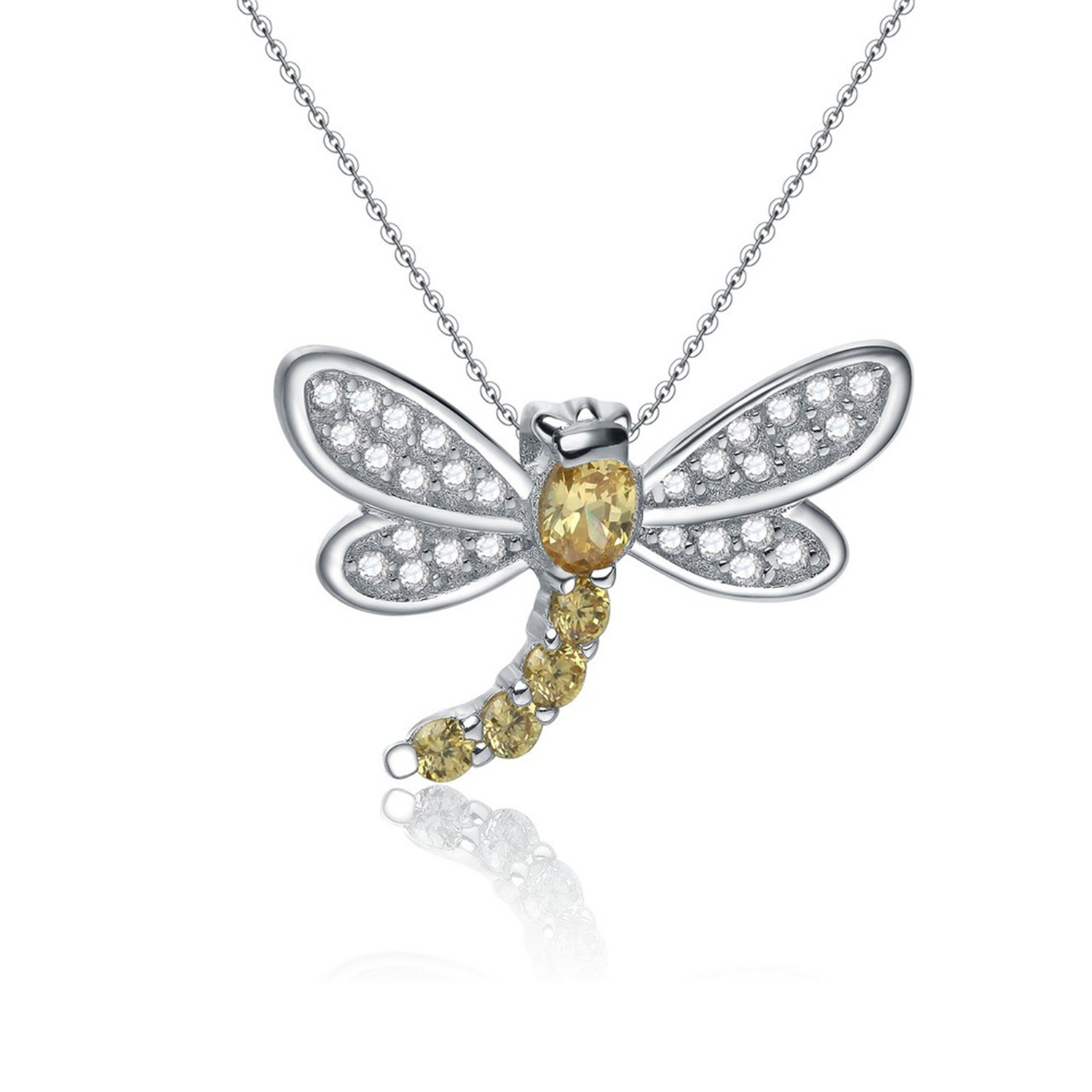 Direct Factory Jewelry Women 925 Sterling Silver dragonfly CZ Pendant Necklaces Jewellery