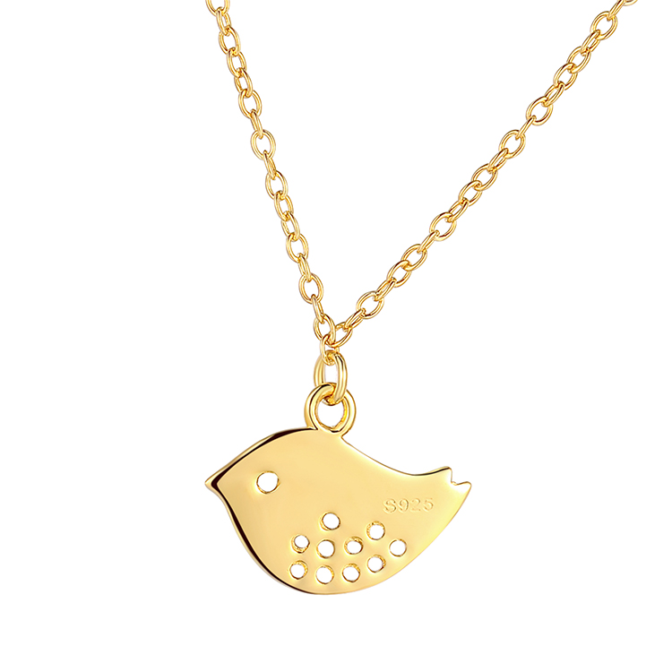 Cute bird animal gold plated 925 sterling silver Necklaces Pendant Fashion Jewelry for women kids