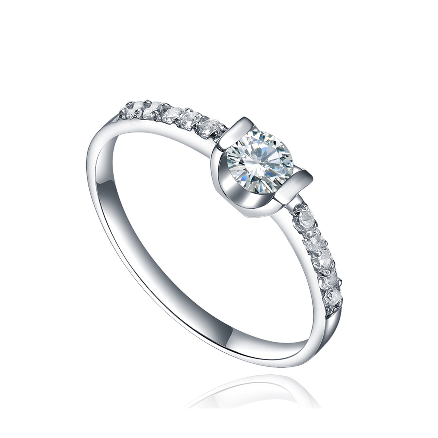 Fashion Custom Gemstone CZ 925 Sterling Silver Wedding Engagement Ring