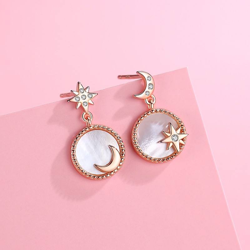 2021 gift fashion trendy earrings cute design star and moon earrings 925 silver female Earrings set