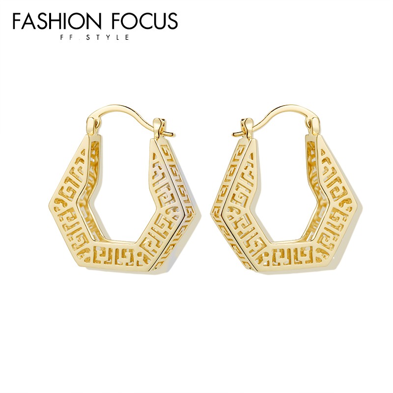 2021 gift fashion trendy earrings Irregular U-shaped Earrings 14k 18k Gold plated Hoop Earring