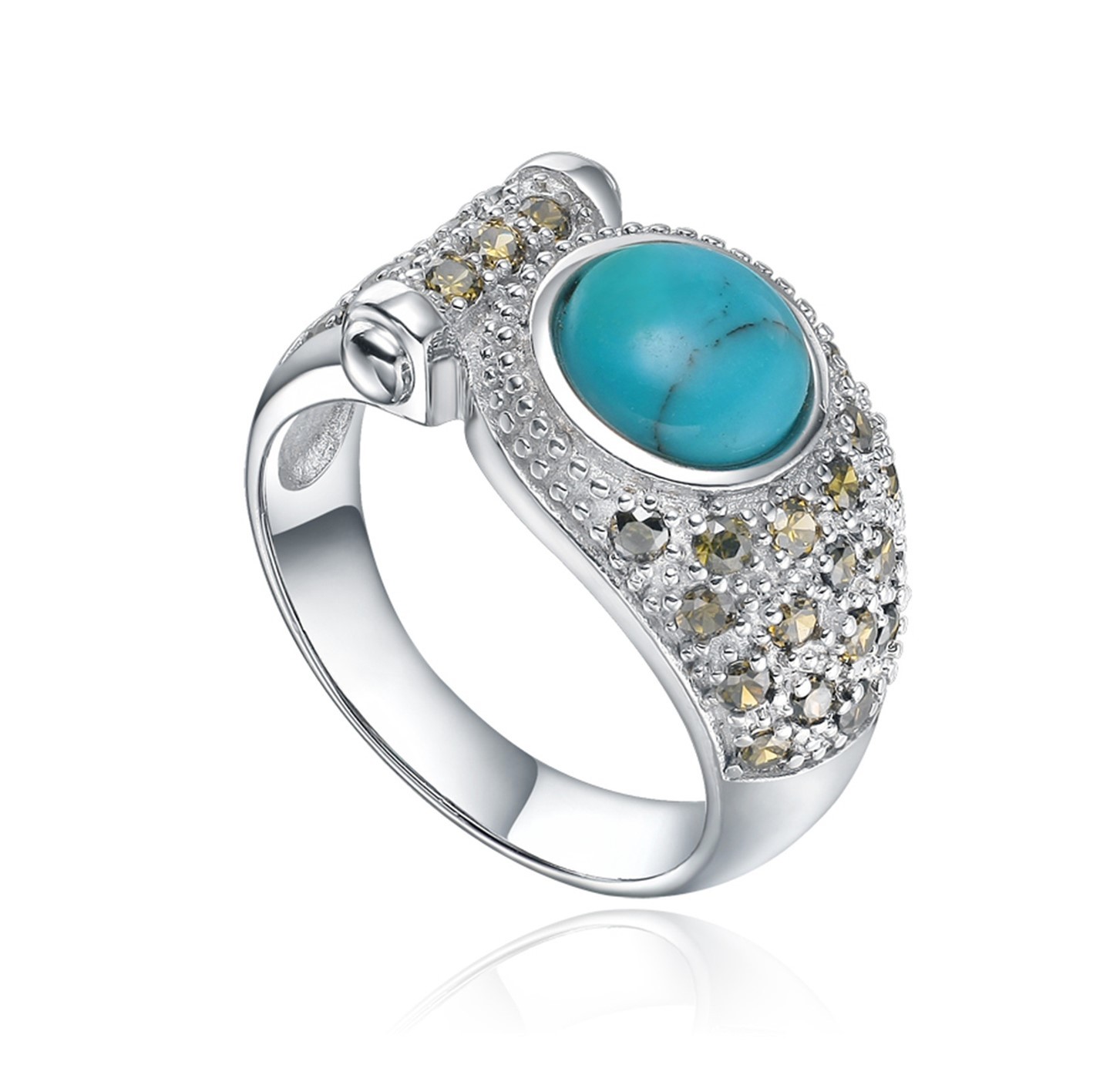 Unique design high quality fashion turquoise ring wholesale women jewelry 925 sterling silver ring