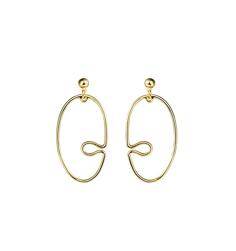 Factory Direct Sale Jewelry Woman Brass 18k Gold Plated Irregular Shape Gold Plated Large Earring