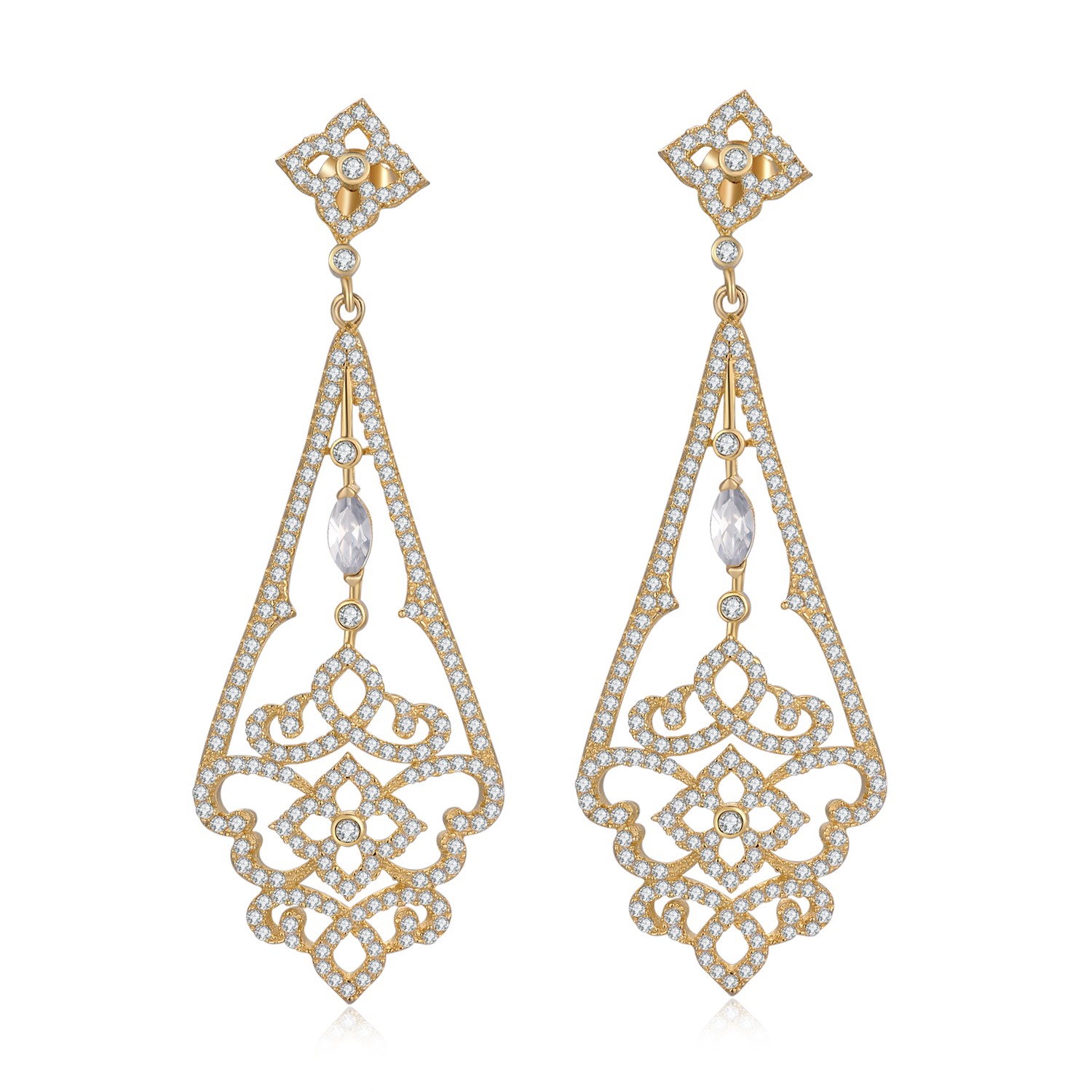 Luxury women 925 Sterling Silver Gold Plated Earrings wedding Earrings Drop Wholesale Arabic Jewelry