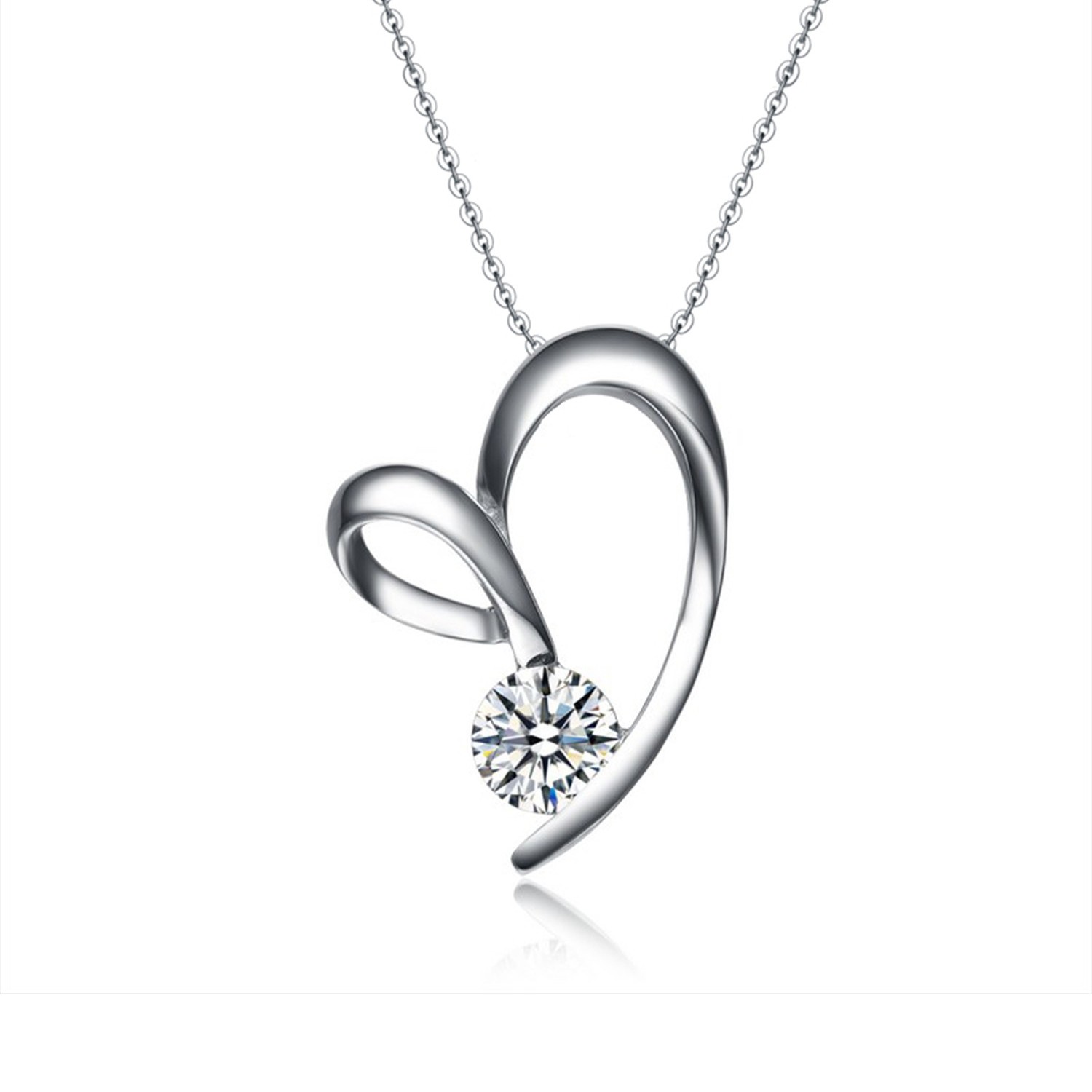 Engagement Gift Jewelry Manufacturer 925 sterling silver cubic zirconia heart pendant necklace