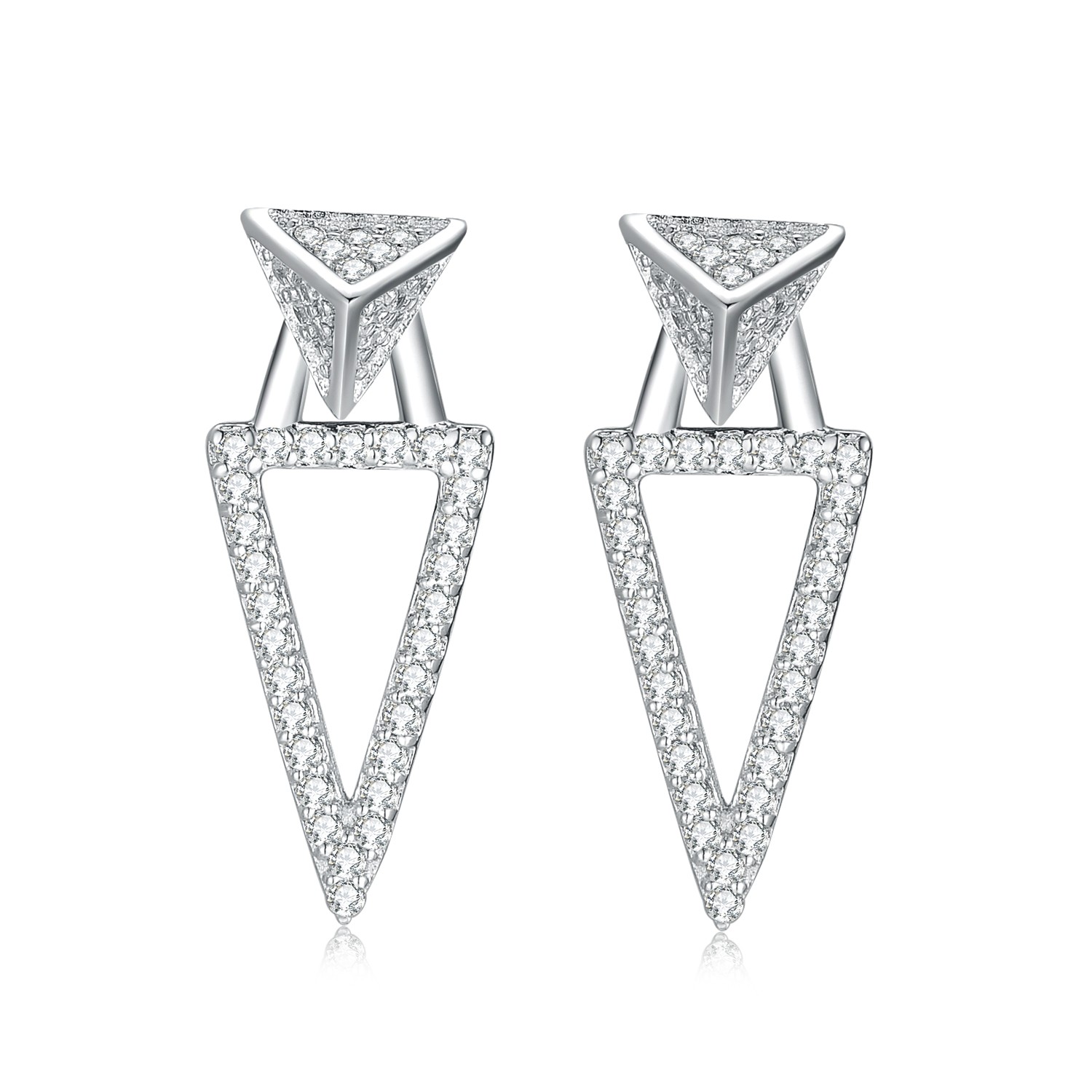 Luxury Jewelry Earring 925 Sterling Silver Women Fashionable CZ Triangle Stud Earring
