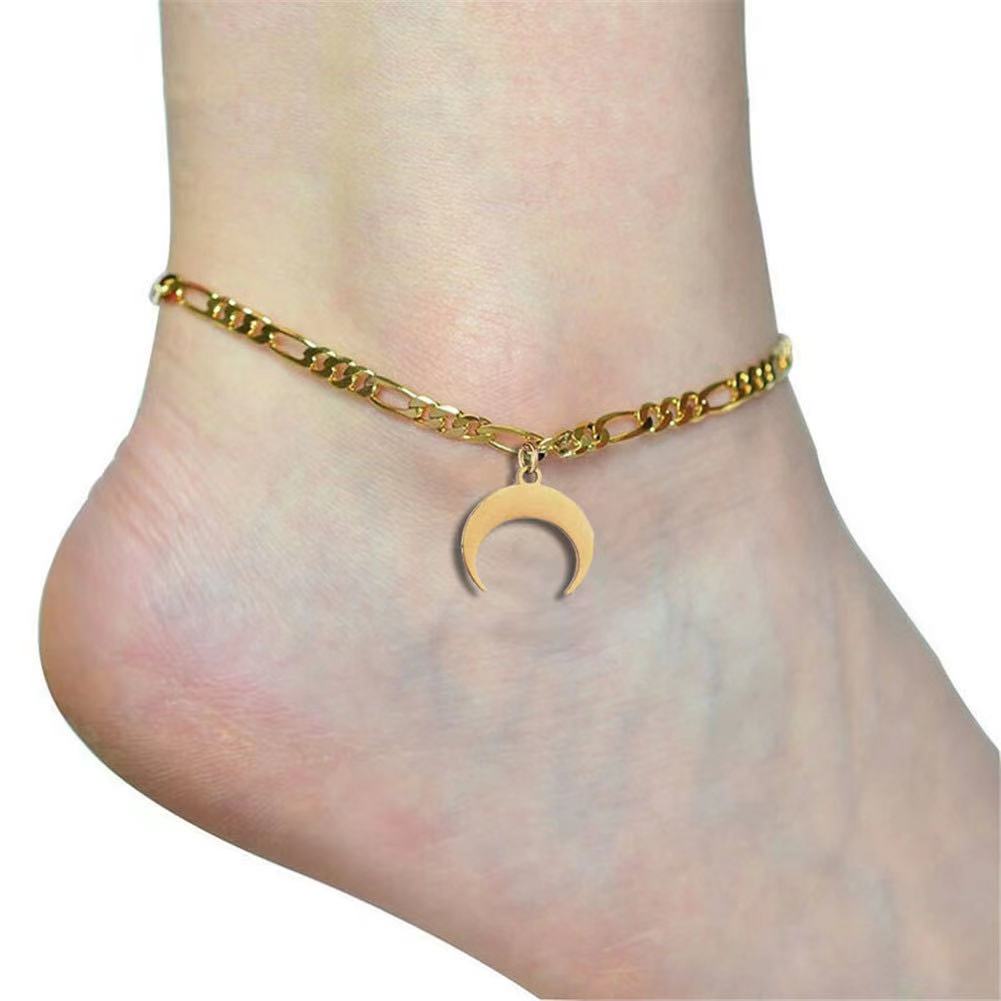 18k Gold Plated Adjustable Charm Chain Summer Beach Women Moon Anklet
