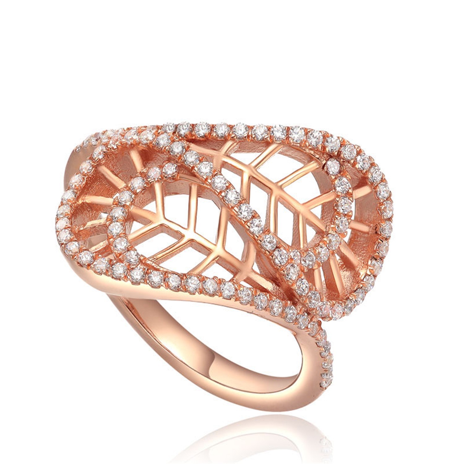 High Quality fashion rose gold Plating ring Cubic Zircon 925 Sterling Silver Jewelry wome ring