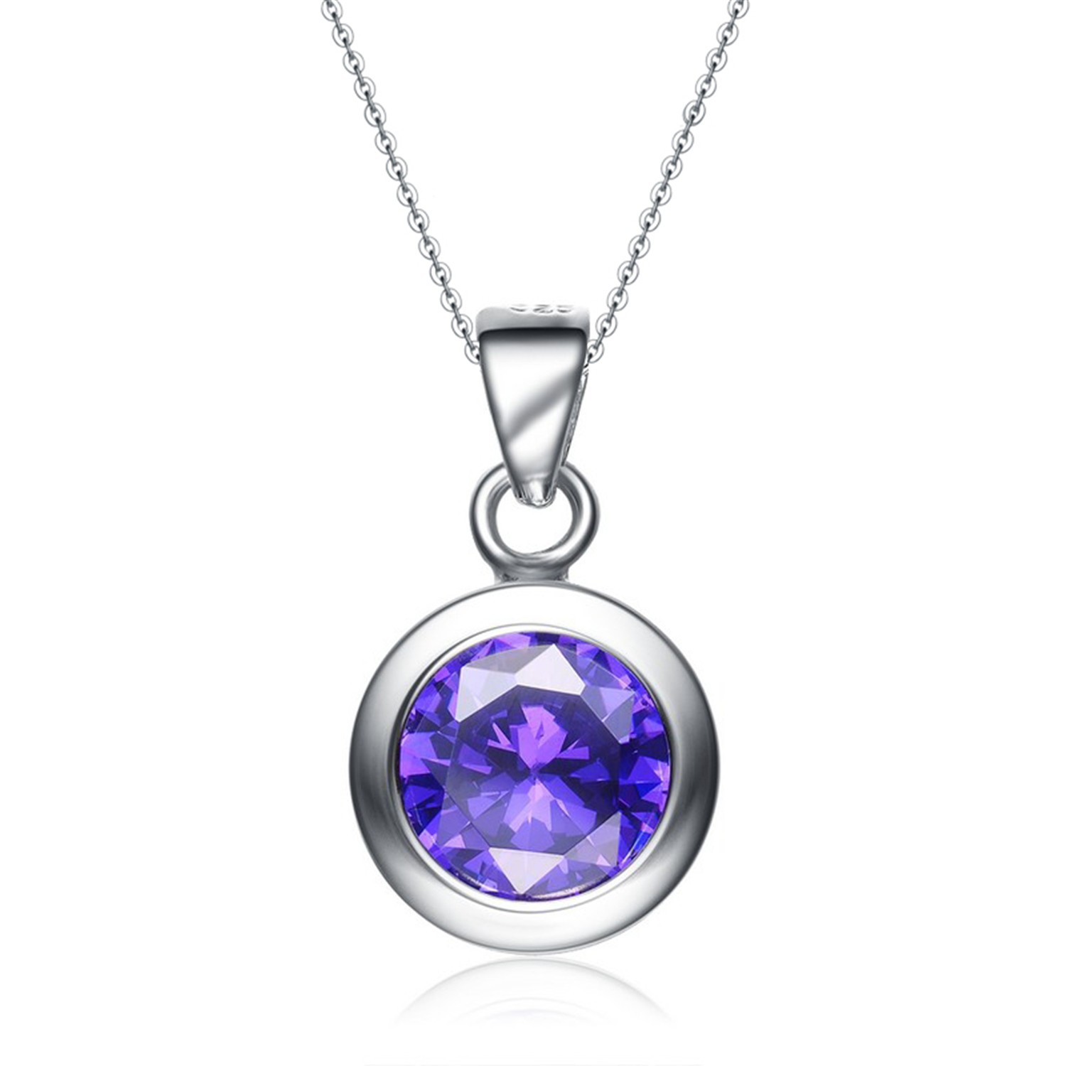  Manufacturer jewelry Rhodium Plated dainty zircon sterling silver 925  Link Chain Amethyst necklace