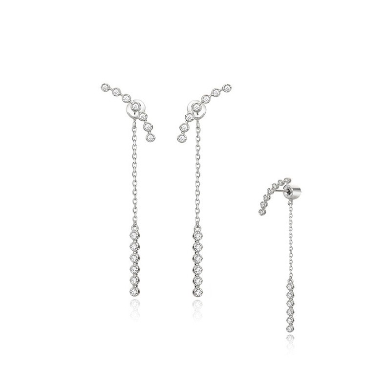 Manufacture Jewelry Elegant Long Earring Women Crystal Rhinestone Sterling Silver Korean Earring Dro
