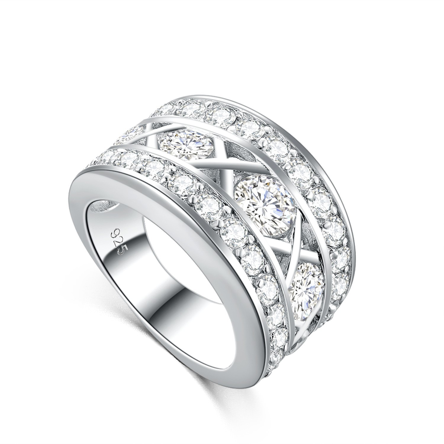 Simulated Diamond CZ Criss Cross Ring Fashion Infinity Promise Rings For Women wedding ring