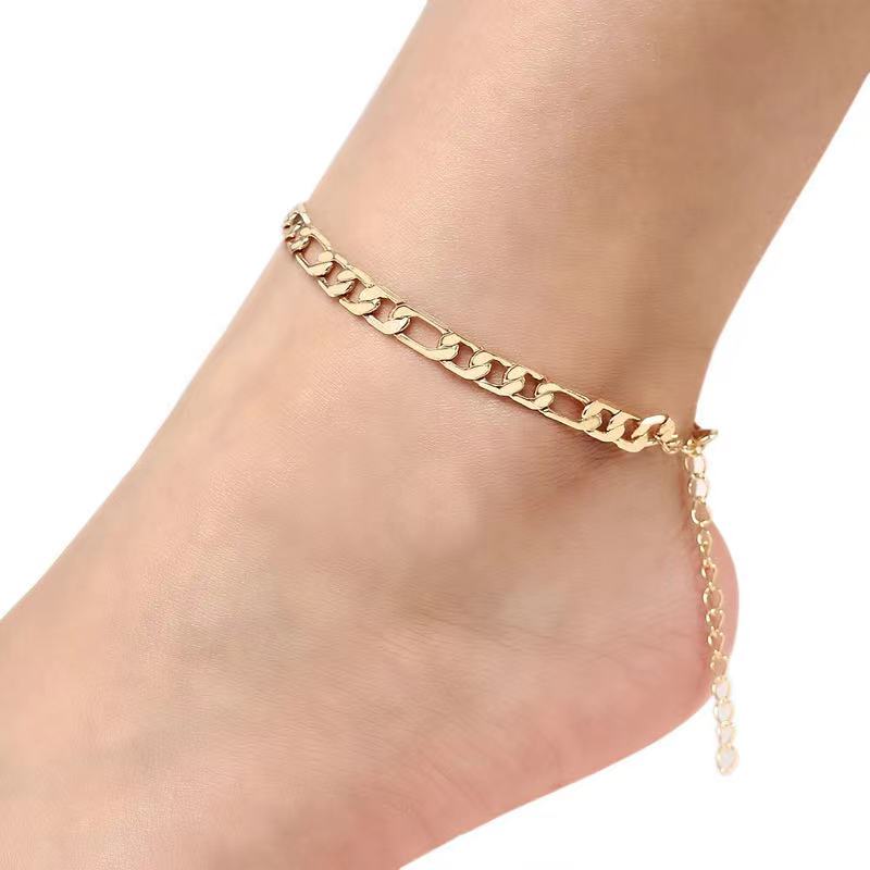 Trendy Jewelry Accessories 18K Gold Plated Chunky Fashion Summer Female Barefoot Link Chain Ankles