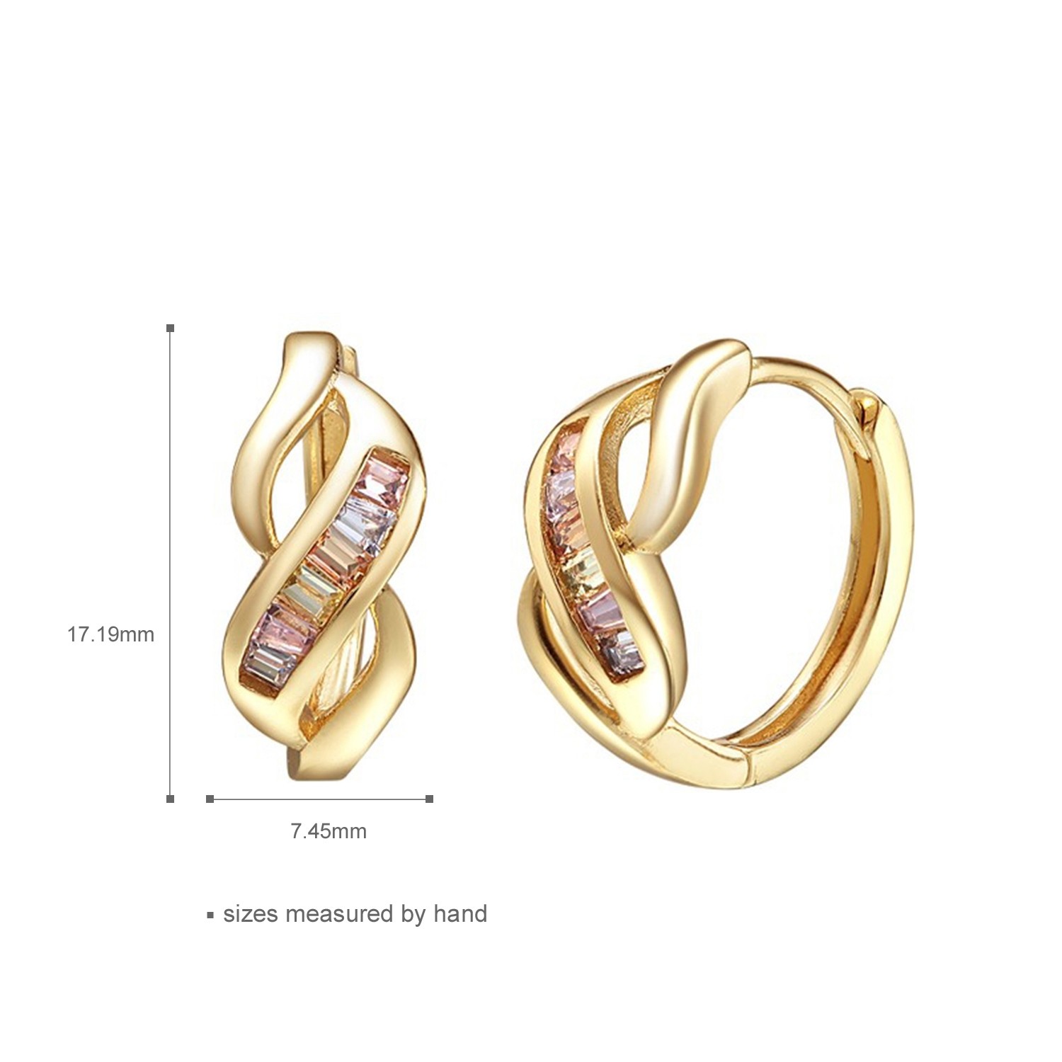 Luxury Earring 925 Sterling Silver 18k Gold Plated Double Loop Twisted S-Shape Women CZ Earring Hoop