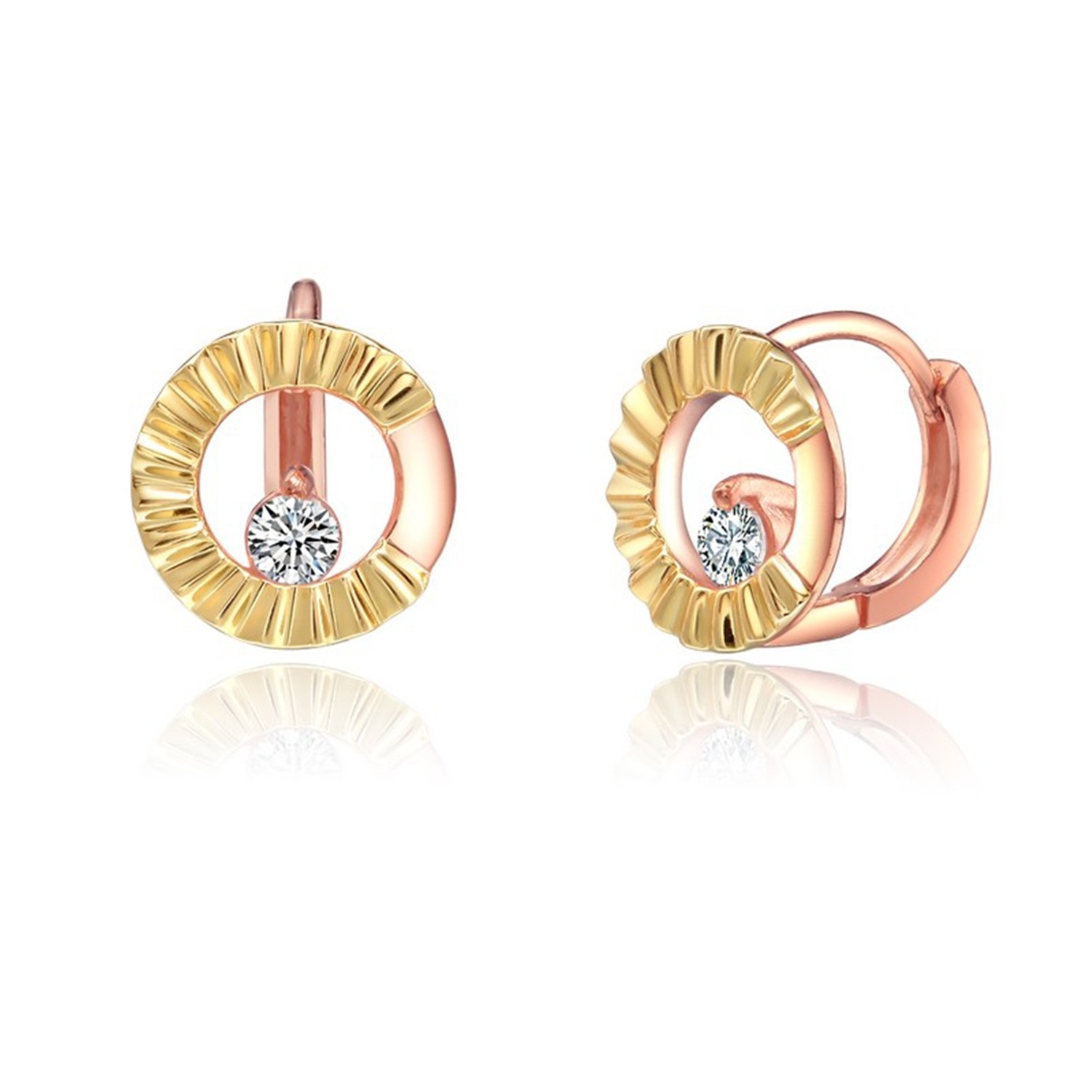 2021 New design minimalist rose gold zirconia women earrings double hoop earrings jewelry