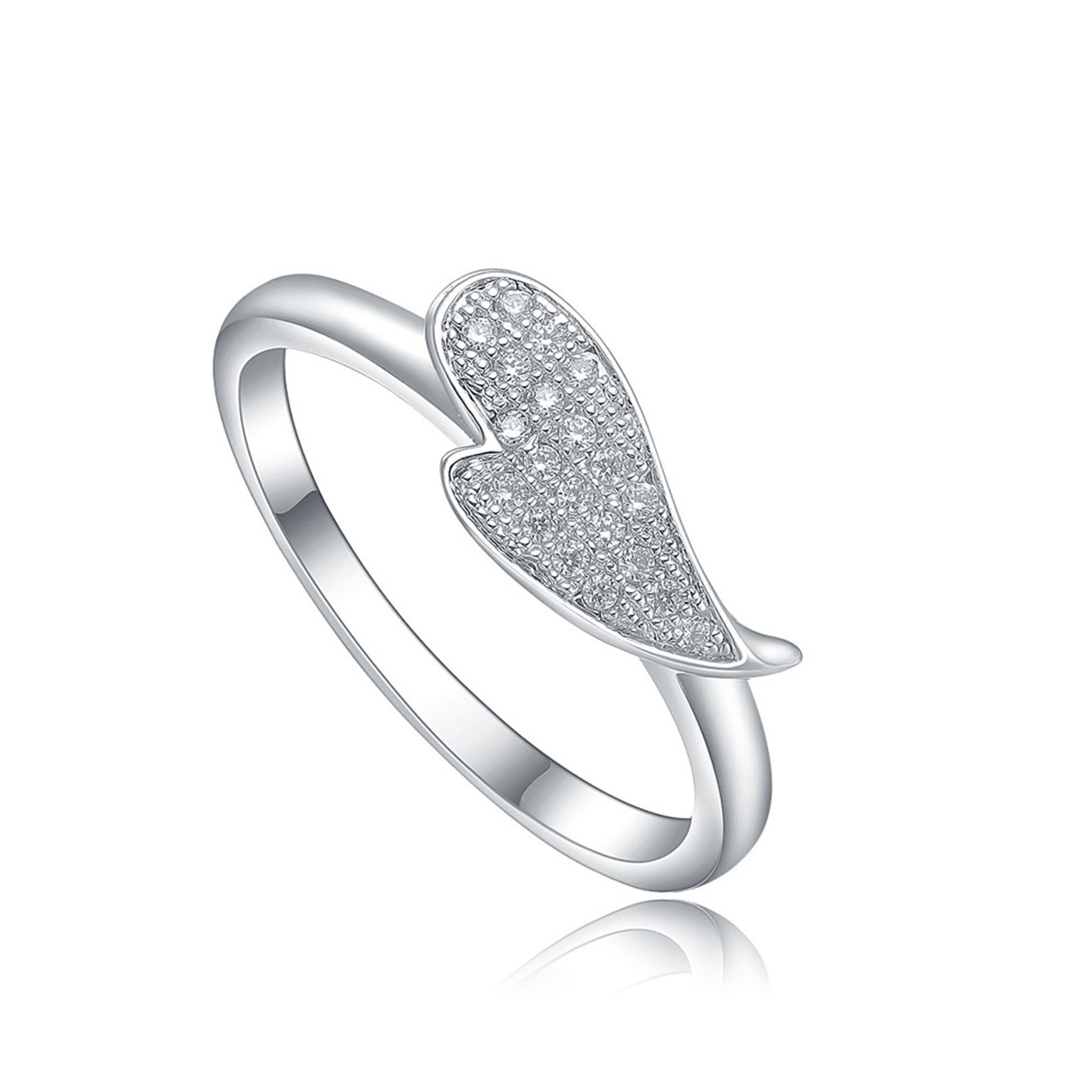 Sterling Silver Heart Promise Ring Micro Paved CZ Cubic Zirconia Women Cute Rings Birthday Gift