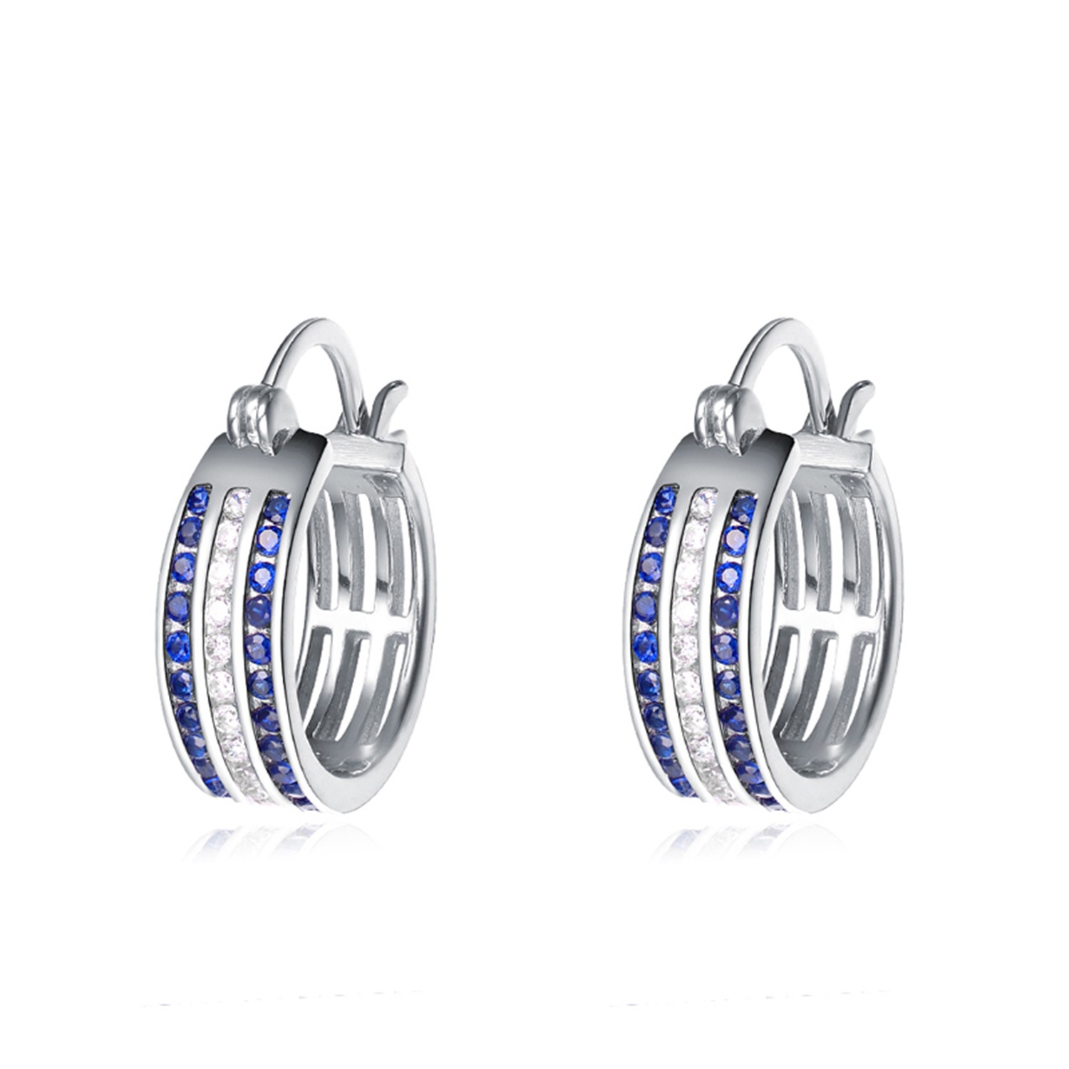 Best Selling Exquisite Luxury Blue White Zirconia Earring Women Earring Hoop Jewelry