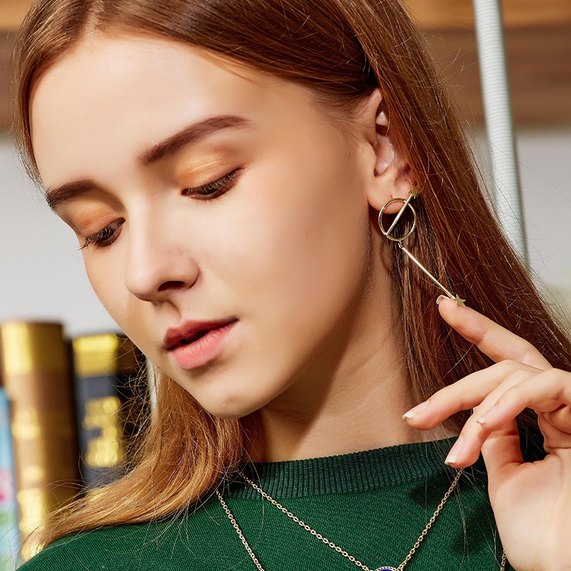 Unique Custom Personalized Brass 18K Gold Plated Women Gift Jewelry Fashion Star Drop Earrings