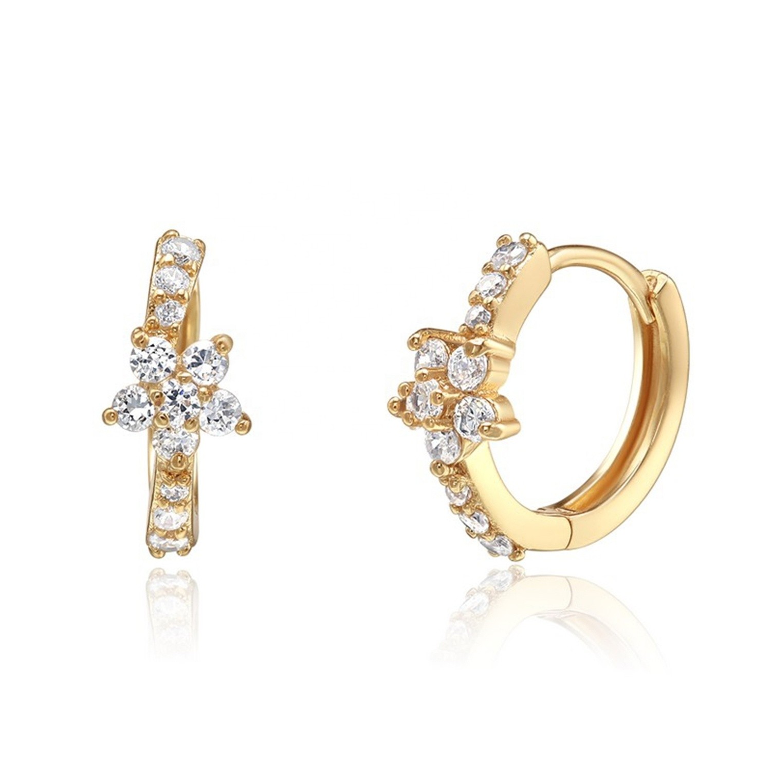 Wholesale Earring Women 925 Sterling Silver 14K 18K Gold Diamond Earrings