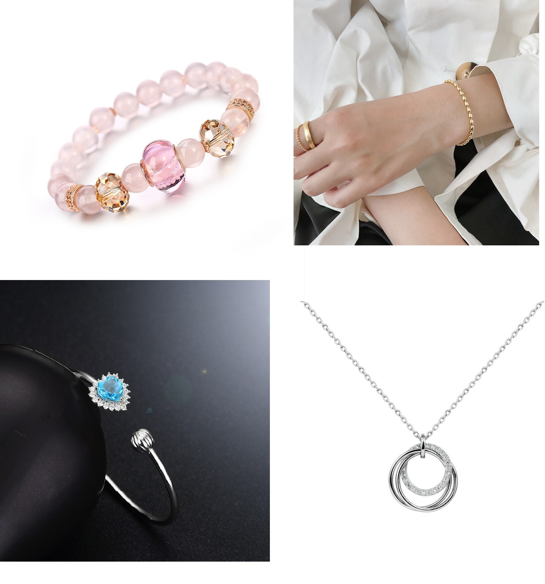 What is the meaning of wearing pink crystal bracelet and what color bracelet can be matched?