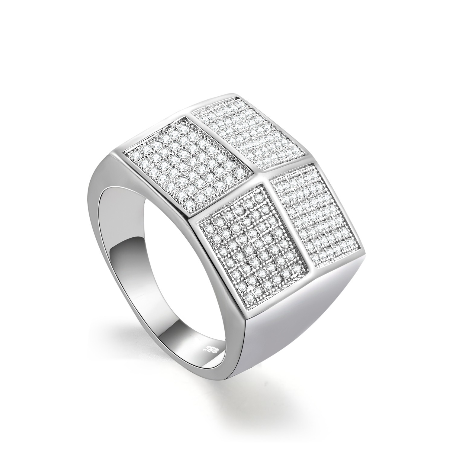 Gift Jewelry Hot Sale Round Cubic Zircon Crystal Rhodium Plated 925 silver Women Girls Wedding ring