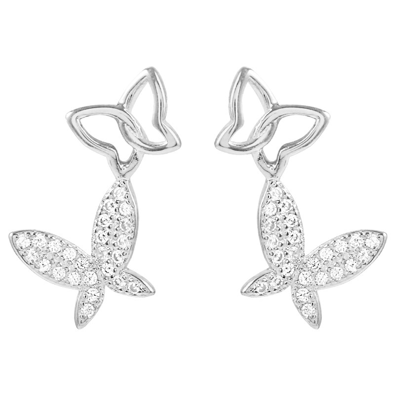 Wholesale Fashion Accessories 18K Gold Plated Cubic Zirconia Butterfly Stud Earrings Women Jewelry