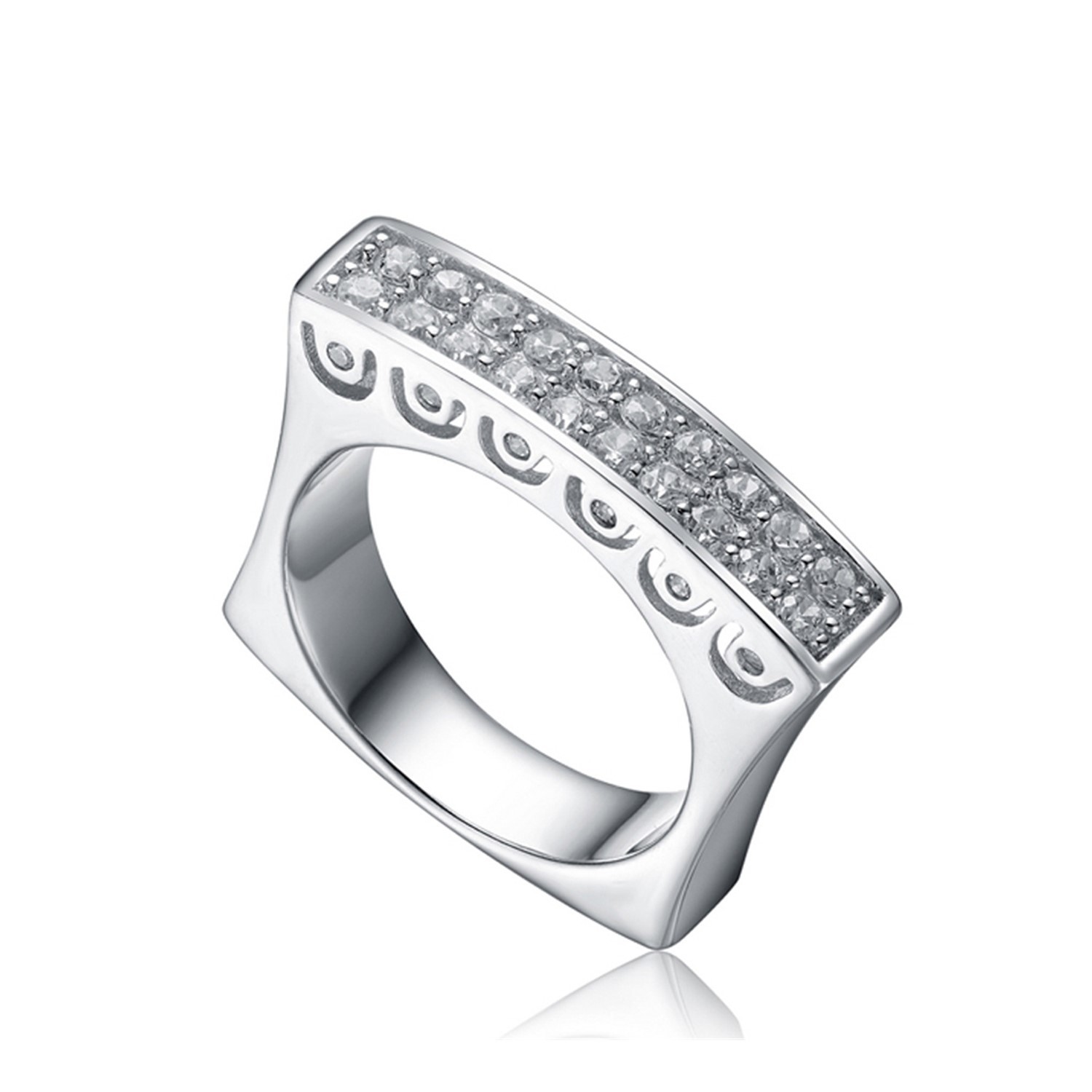 Fashion Simple Style Square Ring Cubic Zircon 925 silver Engagement Jewelry Women Wedding ring