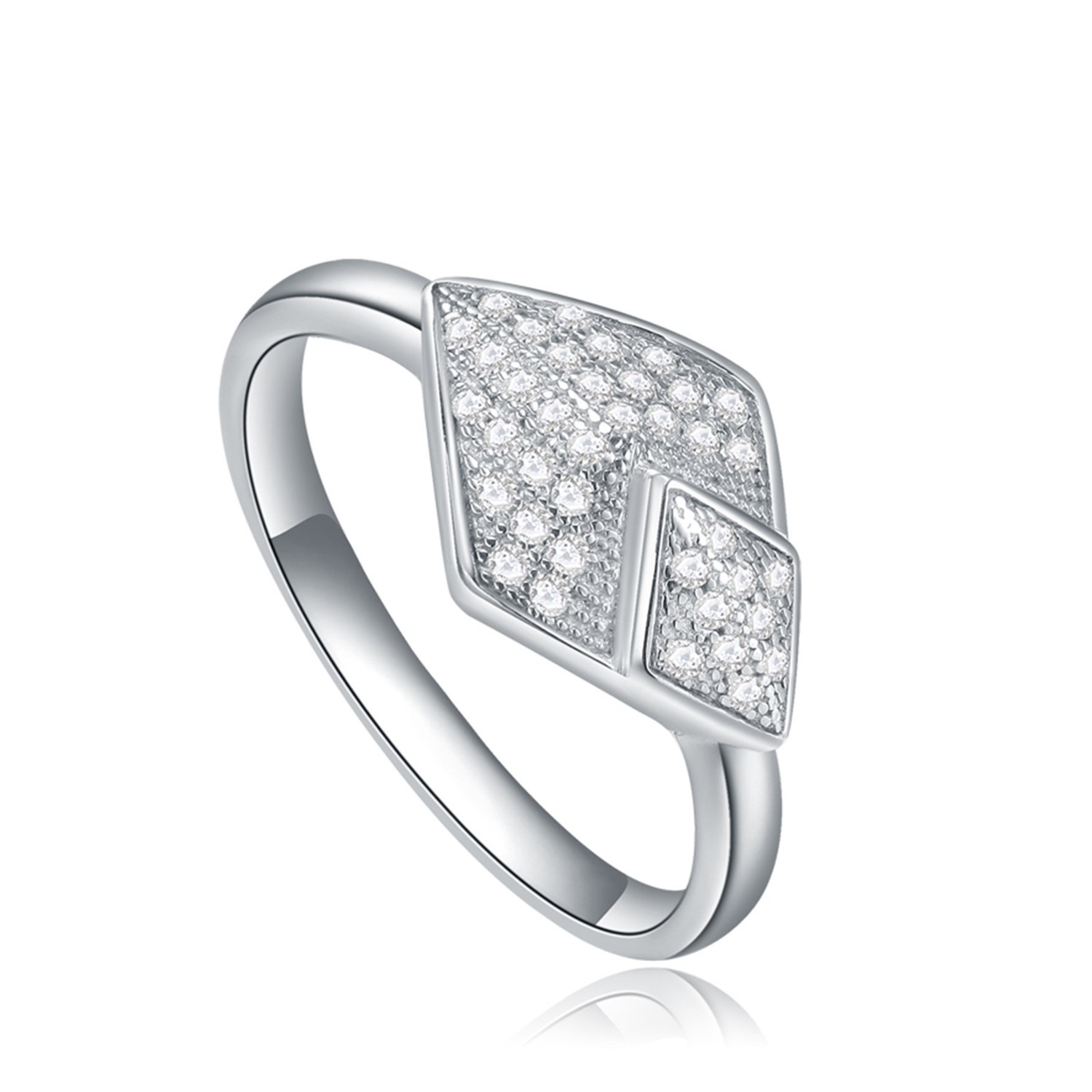 Wholesale Fashion Crystal Rings Cubic Zirconia Geometric jewelry silver Irregular  Shape Women Rings