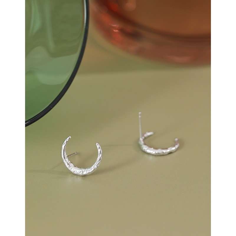 Fashion Designer 925 Sterling Silver Wholesale 18k Gold Plated Moon Stud Earrings