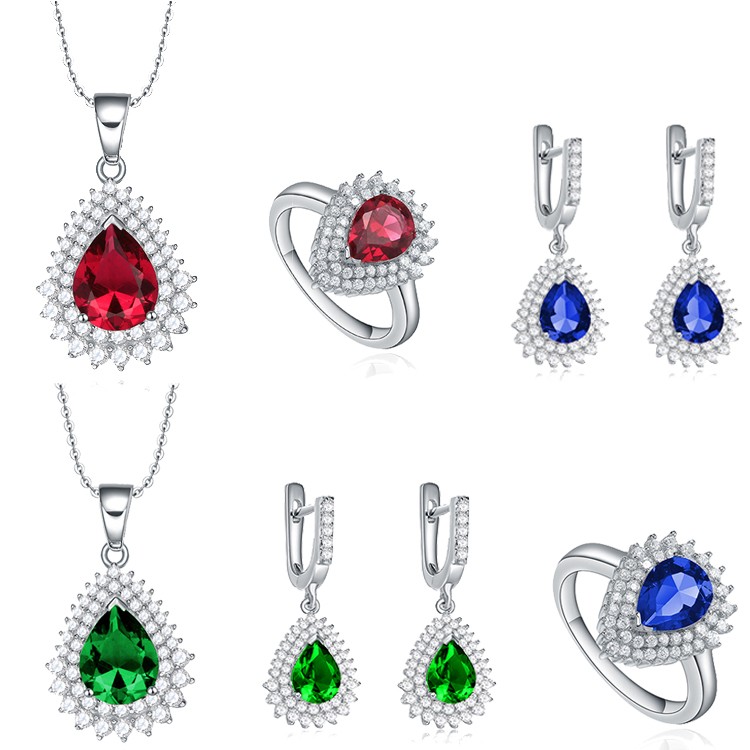 Fine Jewelry nice crystal Rhinestone jewelry Gifts for Women Sterling Silver Set