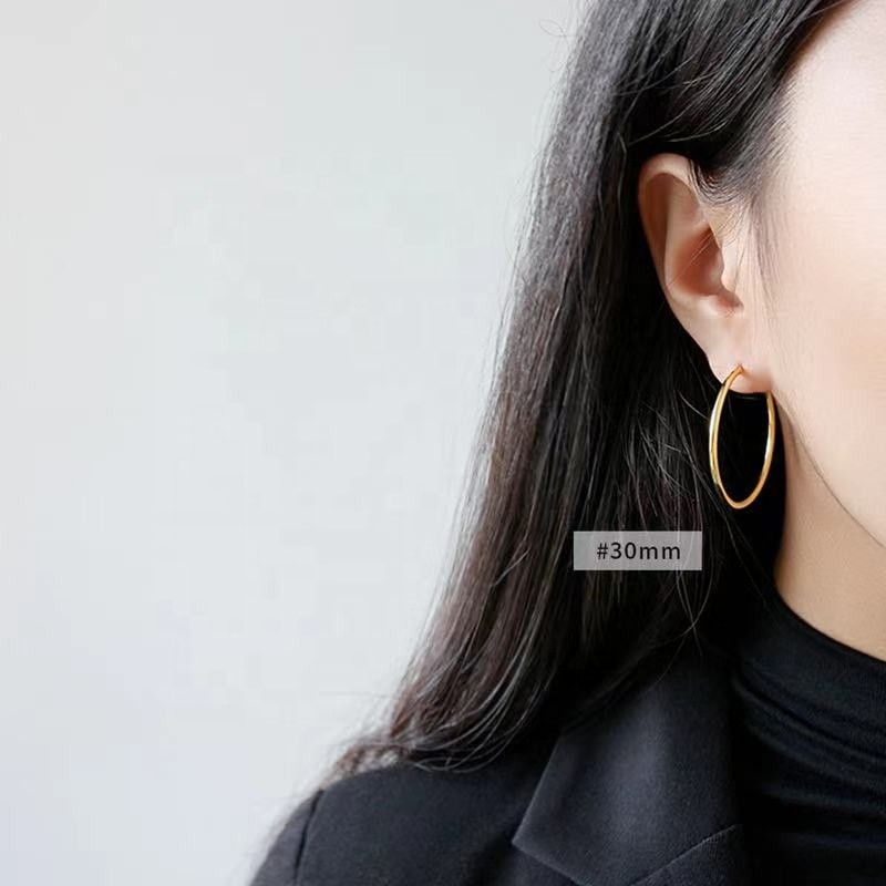 Fashion trendy custom Minimalist 925 silver 14k 18k gold plated jewelry earing simple Large Medium S