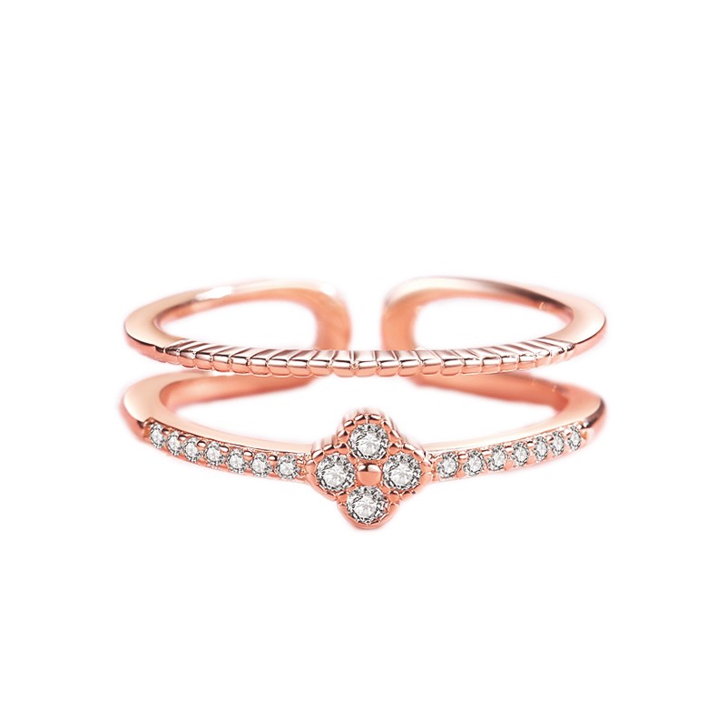 Wholesale Factory Fashion Custom Cubic Zirconia Design 925 Silver Gift Women Adjustable rings 